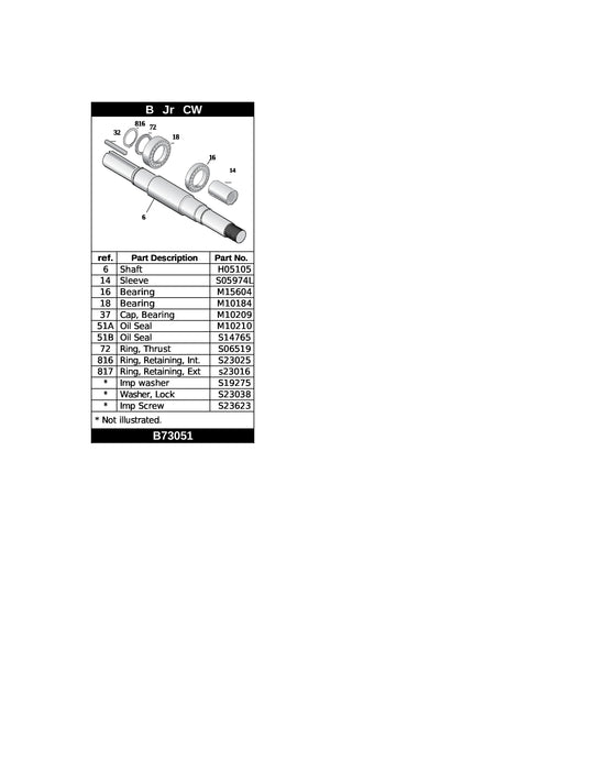 Berkeley B73051 SHAFT REPLACEMENT KIT, B4JRMBHS