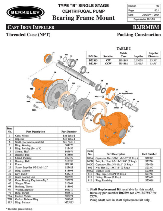 B87333 – B3JRMBM CCW Threaded case, packing construction