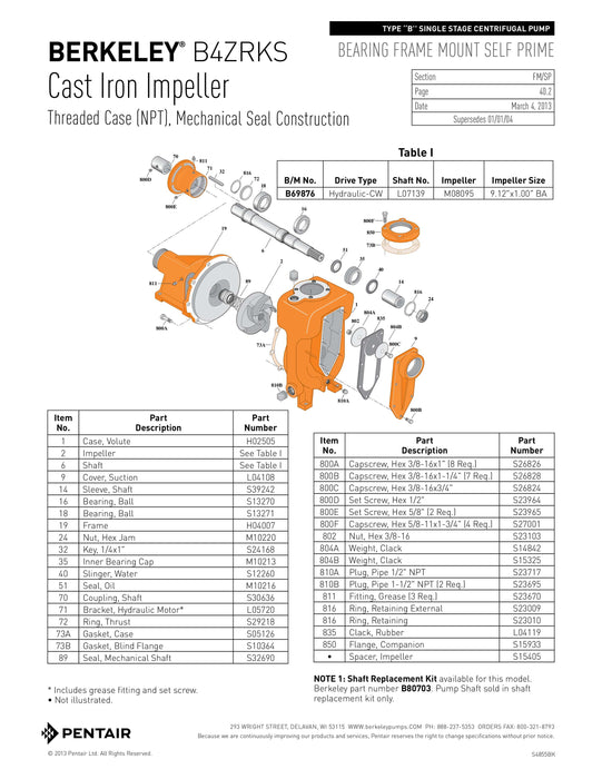 B69876 - B4ZRKS Berkeley Pump CW 4x4