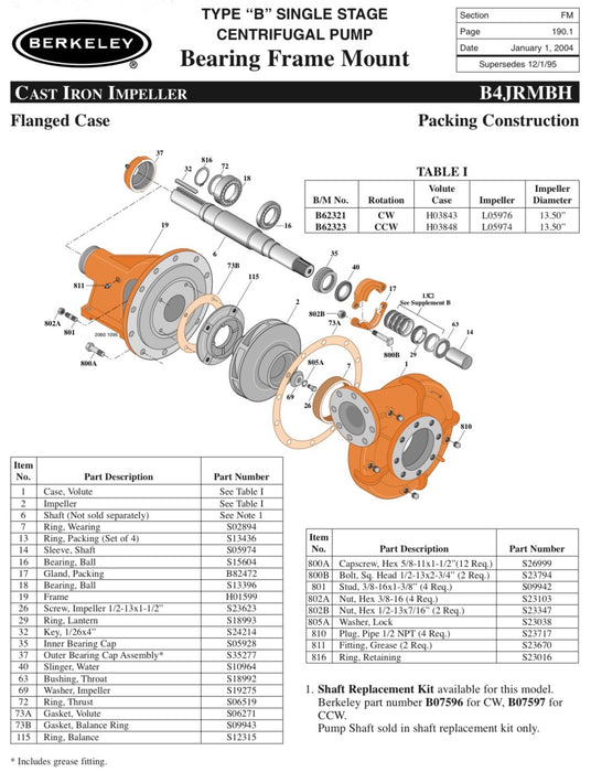 B62321 - B4JRMBH Berkeley Pump CW 5x4