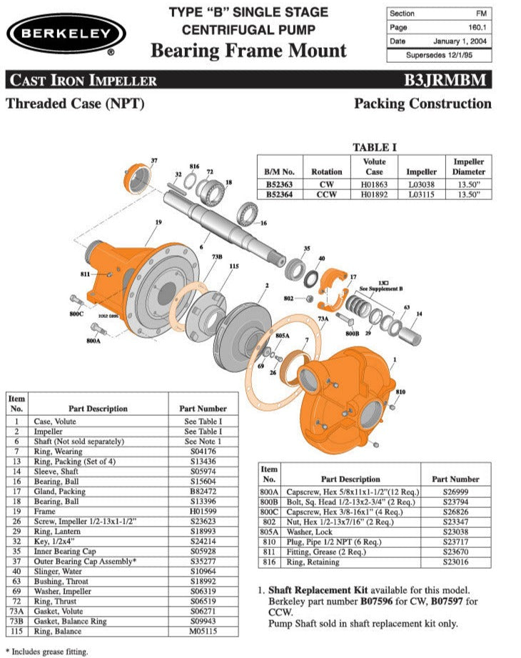 B87333 – B3JRMBM CCW Threaded case, packing construction