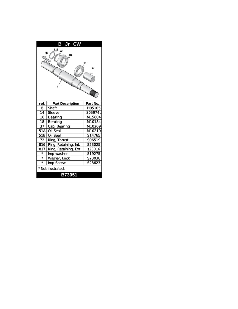 Berkeley B73051 SHAFT REPLACEMENT KIT,  B4JRMBHS